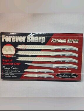 Forever Sharp Platinum Series KNIVES Set of 6 Surgical Stainless Steel NOS NEW